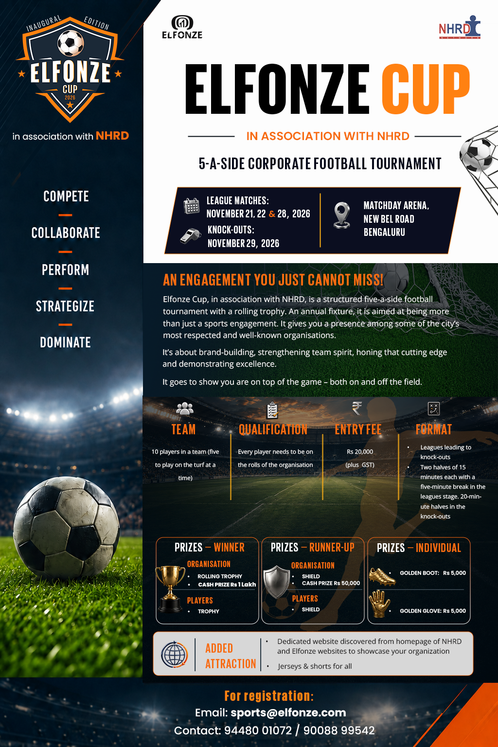 Elfonze Cup corporate football tournament with participating teams